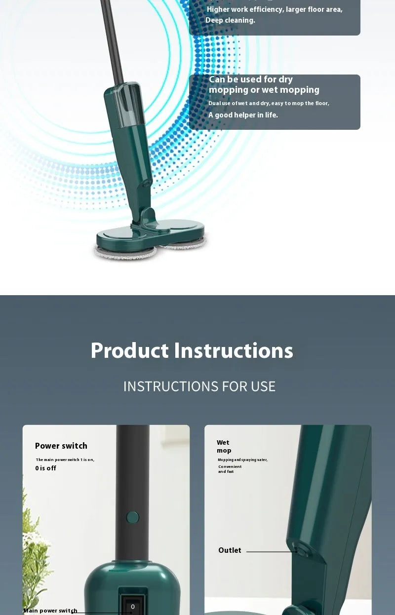 Wireless robot floor mop and cleaner with separate washbasin in S5 Green colour