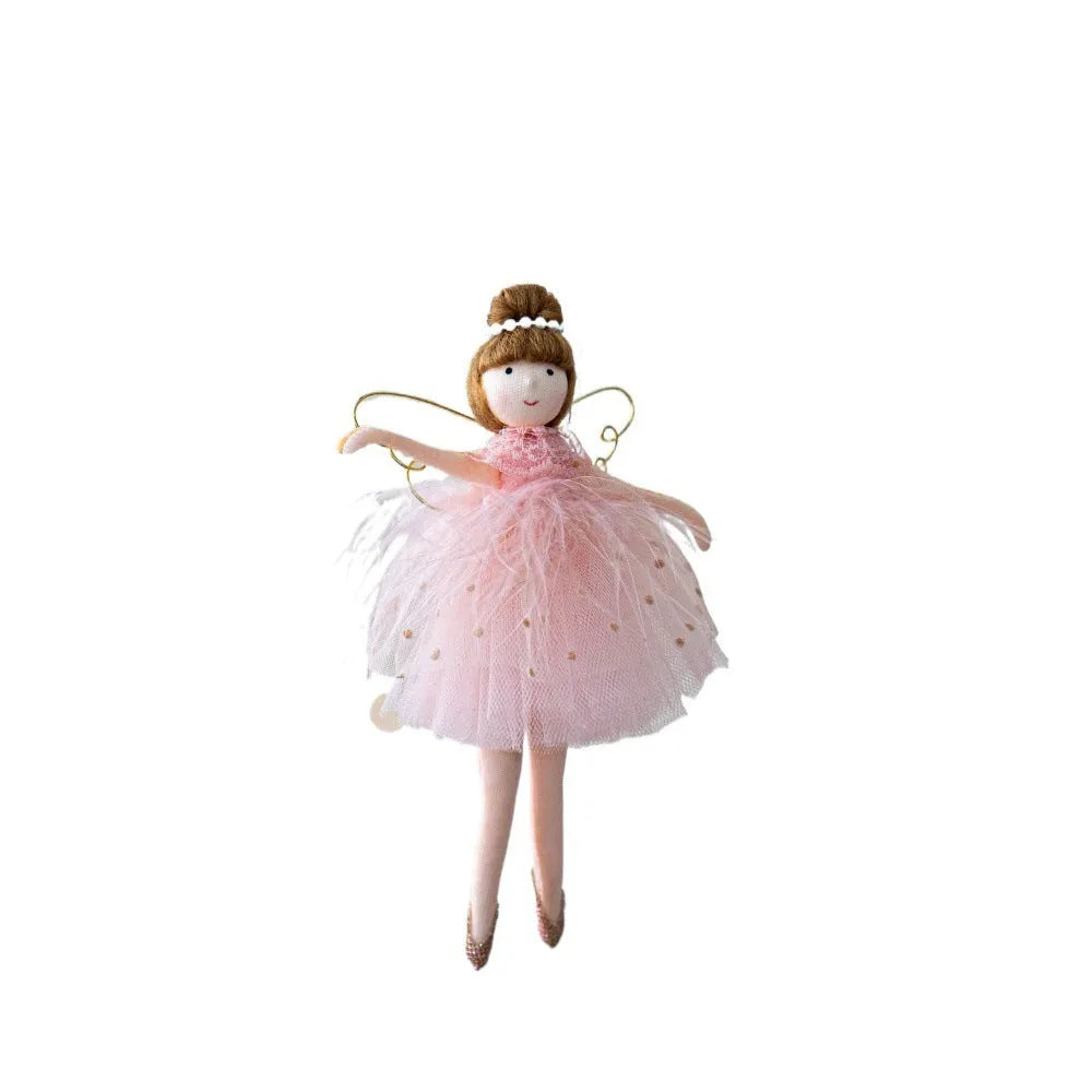 Pink and white cloth ballet girl angel plush doll pendant for decorative display