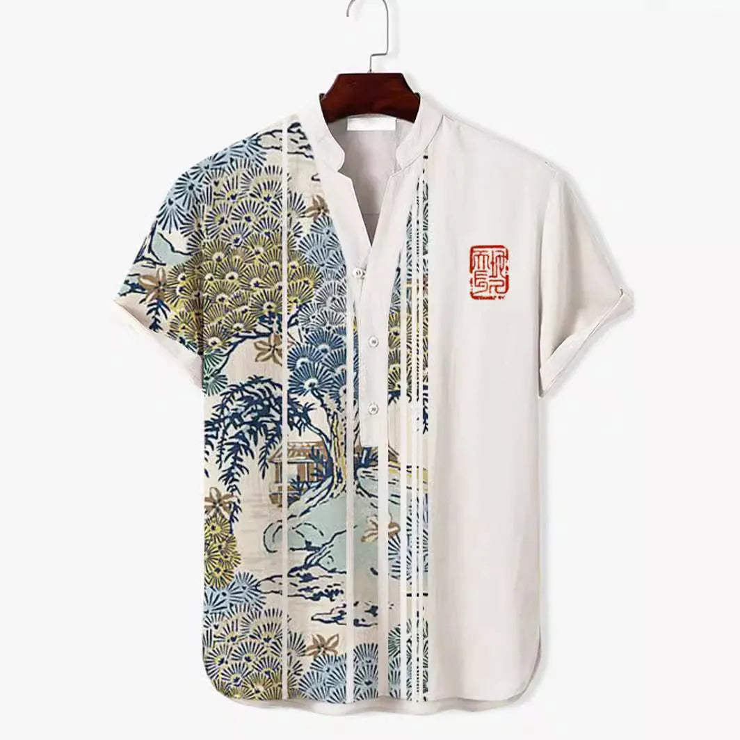 Short sleeve casual shirt with a 3D digital animal pattern print, available in various colours and sizes.