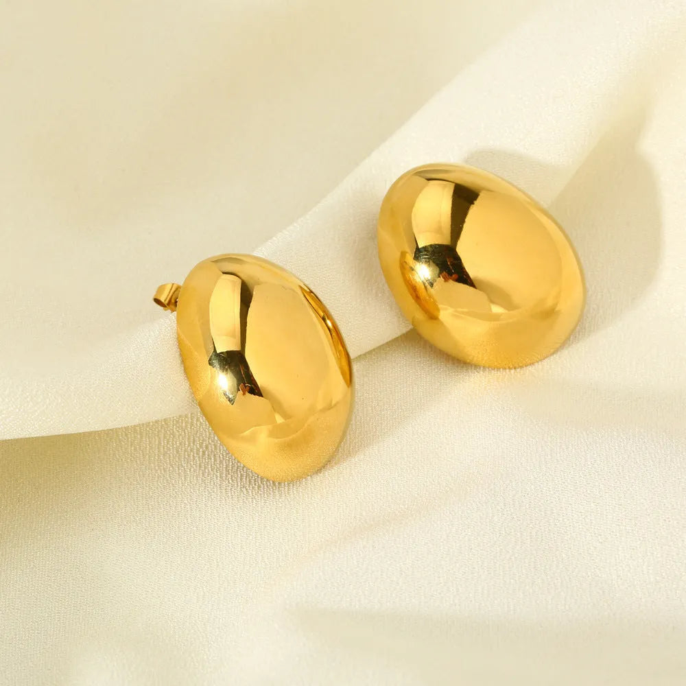 Geometric line earrings with 18K gold-plated glazed surface on stainless steel