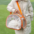 Transparent space capsule cat backpack carrier in grass green colour showing hard EVA construction and dimensions for cats up to 9kg