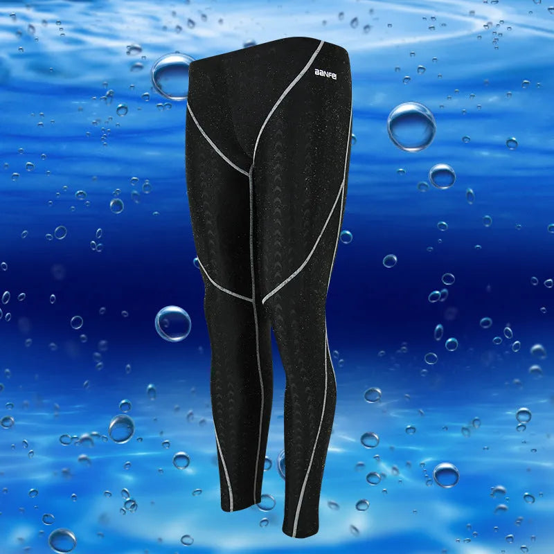 Men's nylon cropped swimming trunks in briefs style with colour line detailing