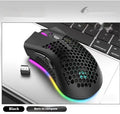 BM600 hollow out wireless mouse with luminous charging in black, cyan and white colours