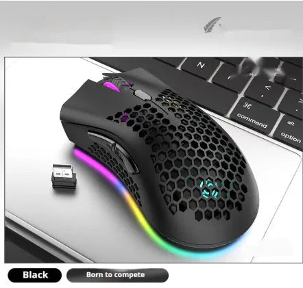 BM600 hollow out wireless mouse with luminous charging in black, cyan and white colours