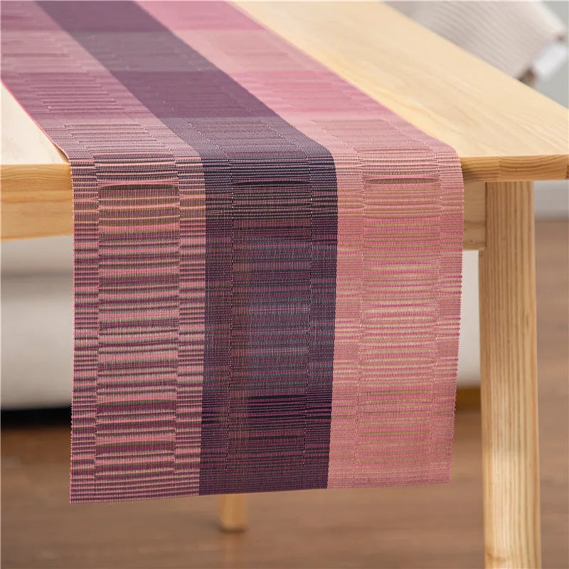 Modern PVC kitchen sink mat in a gradient bamboo colour on a countertop, showing its non-slip texture and size.