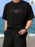 Men's loose fit pure cotton T-shirt featuring a heavy black letter print on a white background.