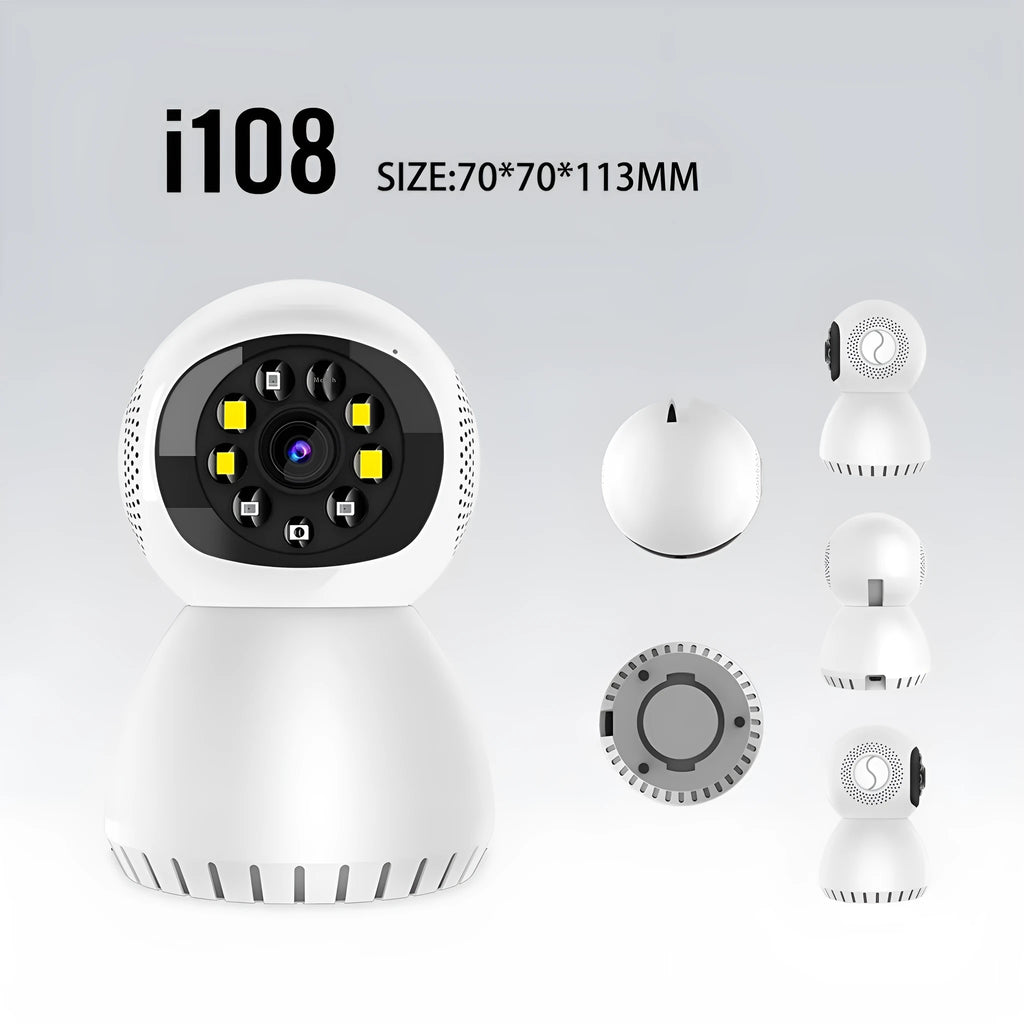 White wireless security camera with dual-frequency WiFi and 12mm lens for 1080p HD home monitoring