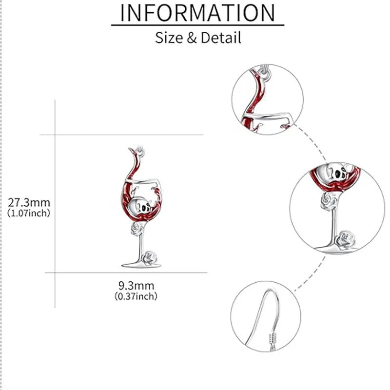 Halloween skull wine glass creative earrings in zinc alloy with electroplated finish