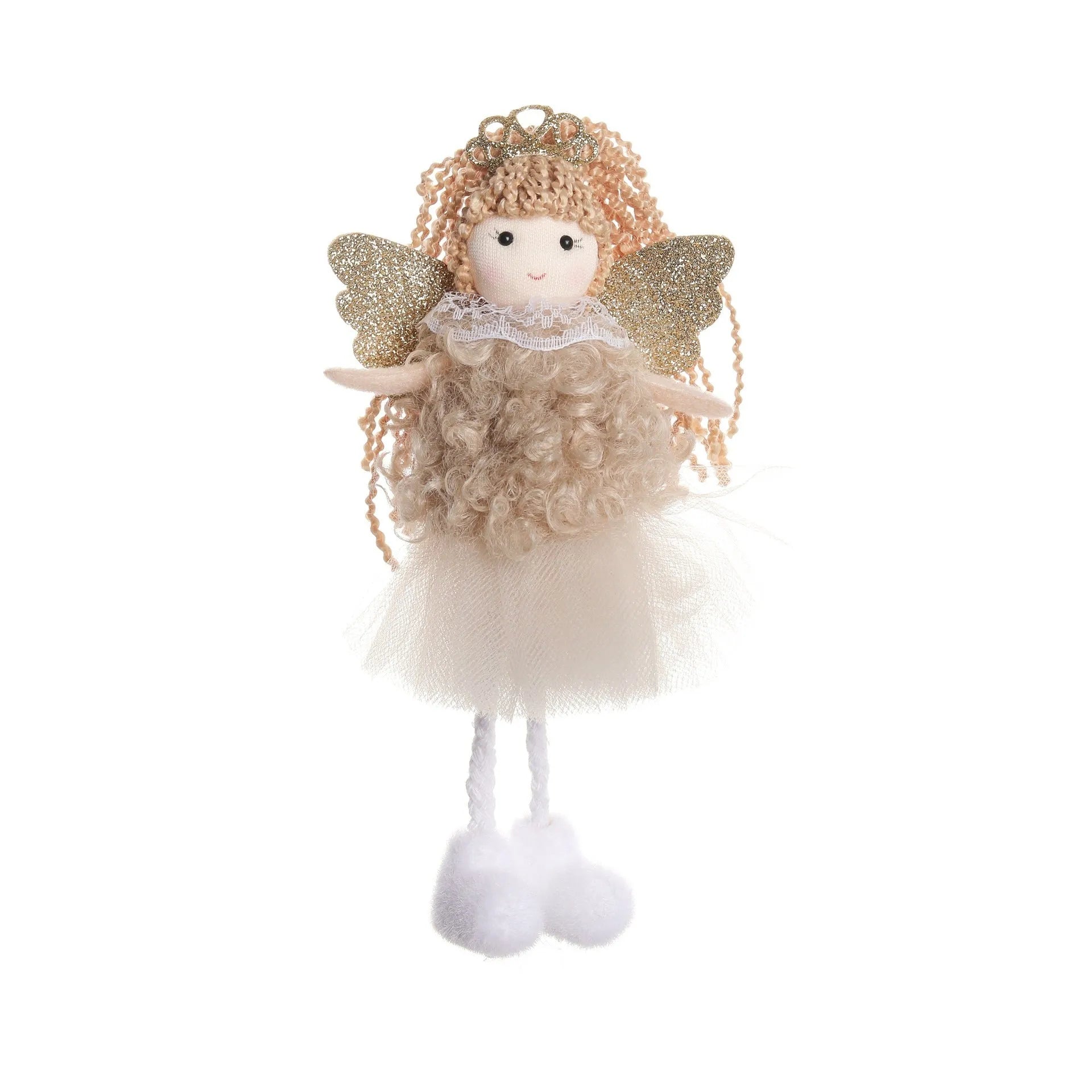 Christmas angel girl hair pendant made from cloth fabric in white, pink and khaki colour options