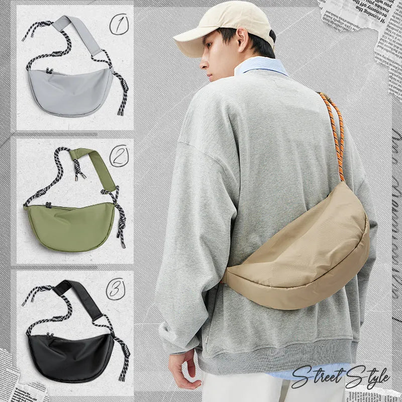 Men's lightweight nylon messenger bag in urban simplicity style with large capacity