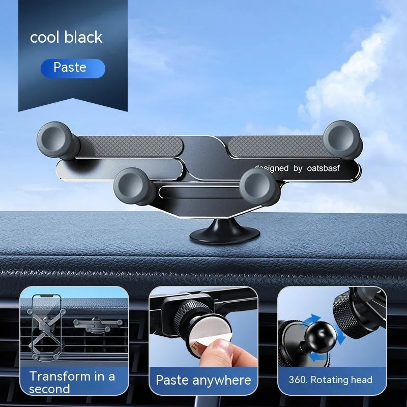 Invisible alloy car mobile phone holder for air vent mounting with snap-on installation