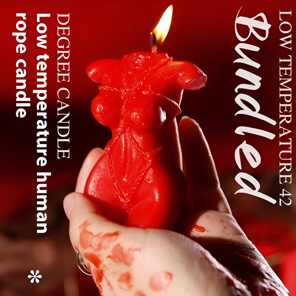 Smsexy Props soy wax bikini-shaped fragrance candle in red, pink, or purple.