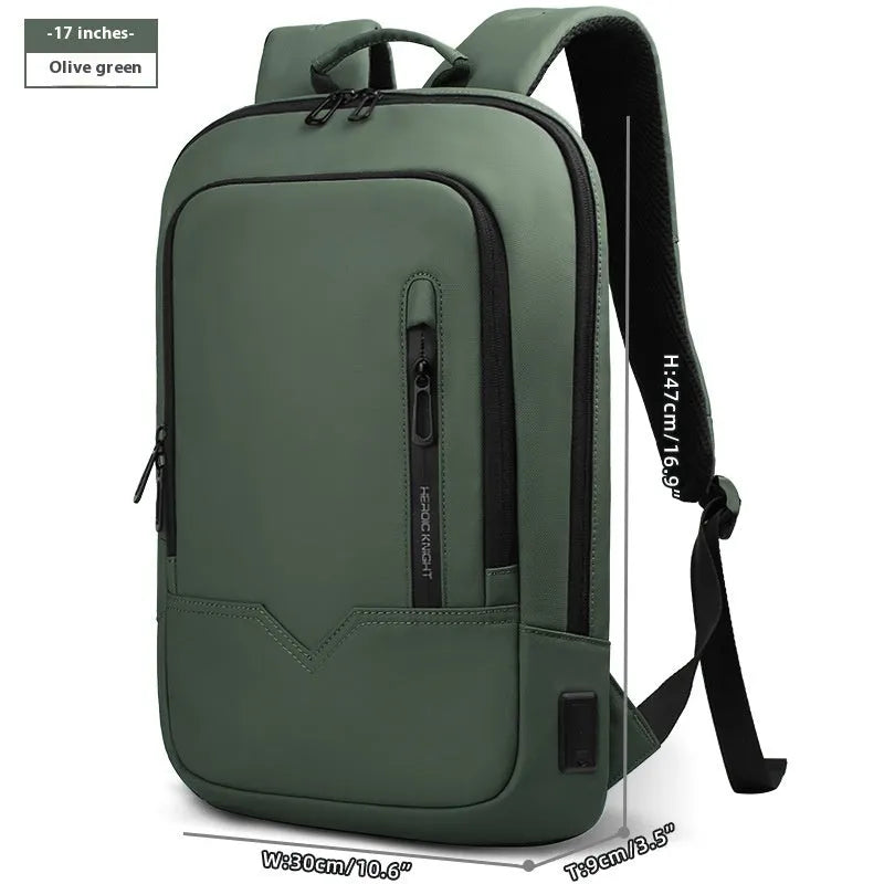 Lightweight polyester computer backpack with USB charging port in various colours