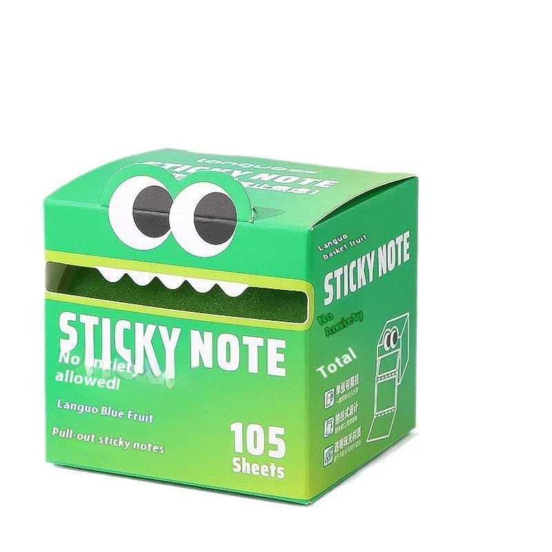 Boxed set of transparent pull-out sticky notes pad with 105 pages in six colour theme options