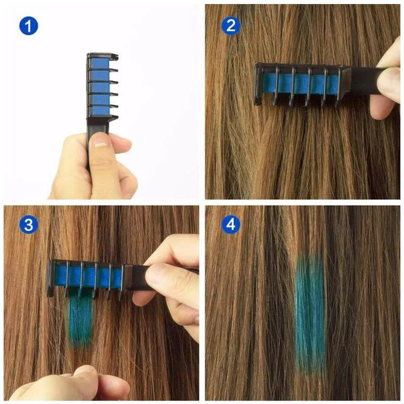 Temporary mini disposable crayons hair colour dyeing mascara chalk box with brush, 11 bright colours