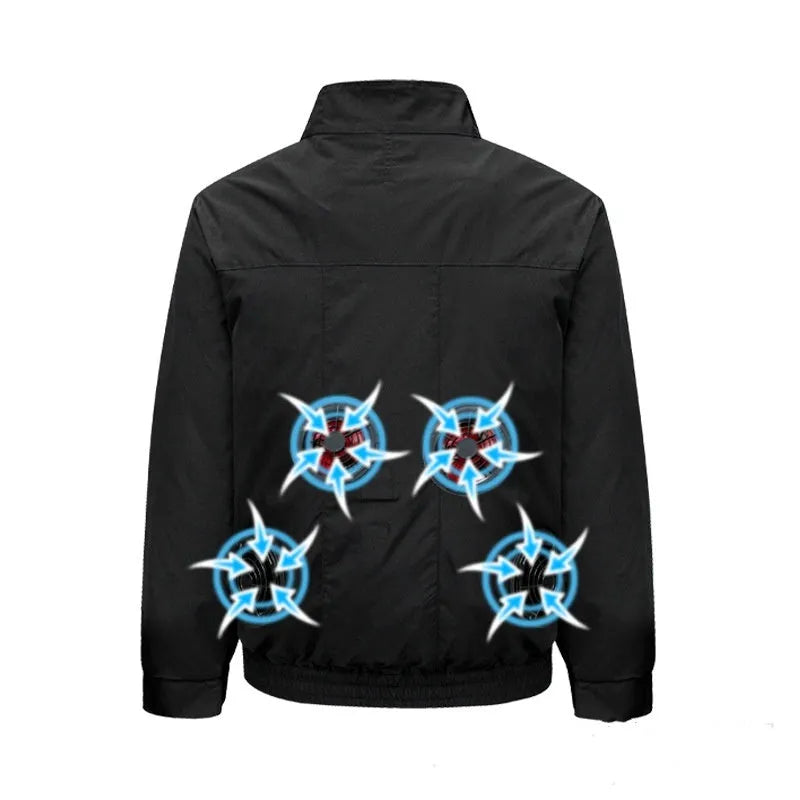 Smart air conditioning jacket with ventilation holes and fan for summer outdoor work
