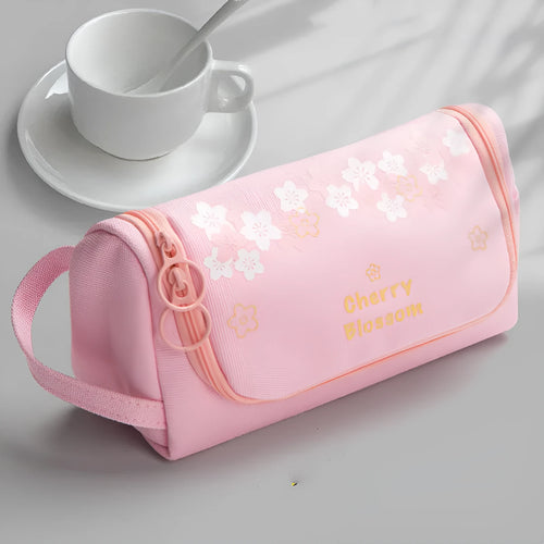 Canvas pencil case in Upgrade Plus size with cute pattern, large capacity for school stationery