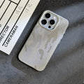 Magnetic camouflage leather phone case for iPhone with shockproof anti-fingerprint fabric finish in dark purple