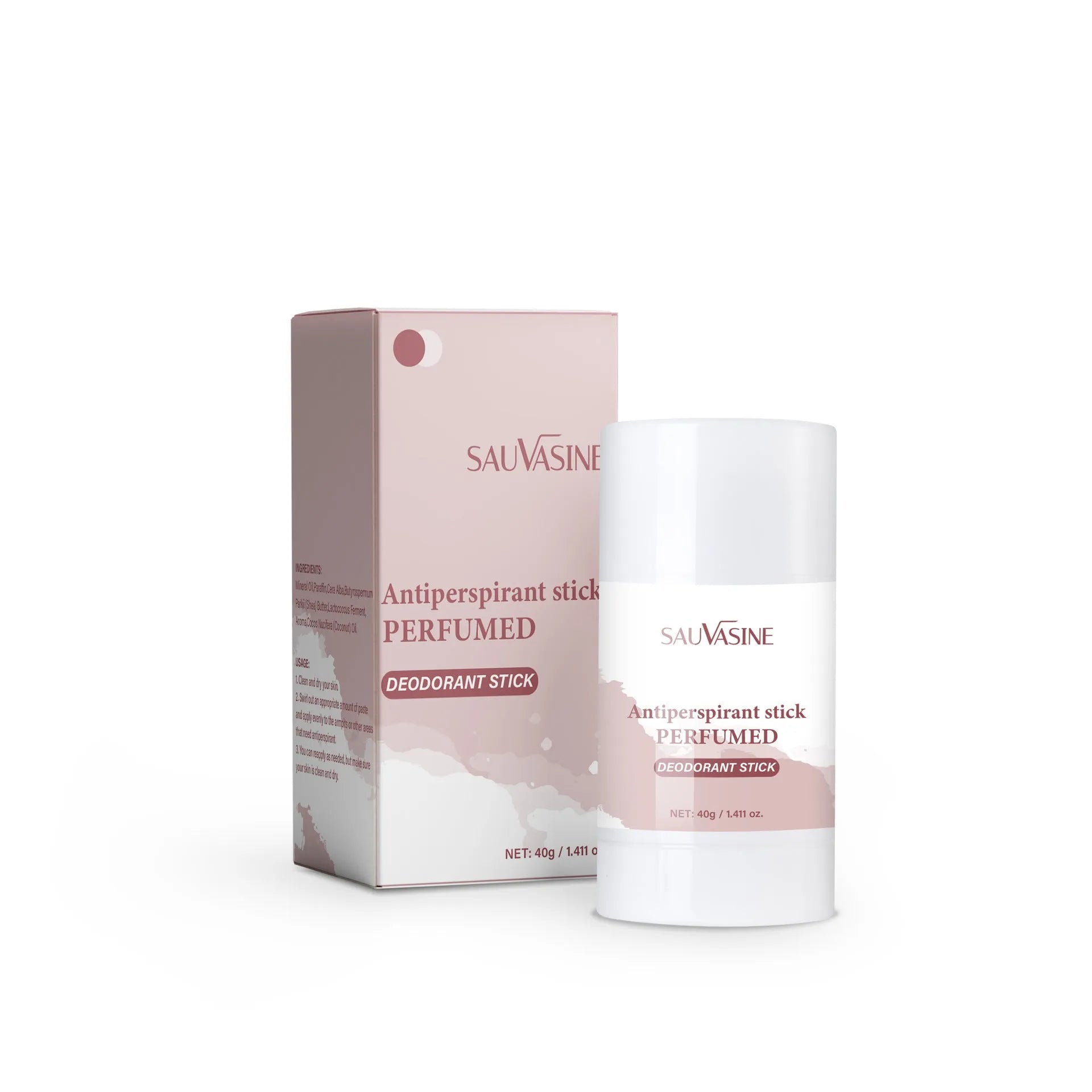 40g antiperspirant deodorant stick in packaging for fading armpit odor.
