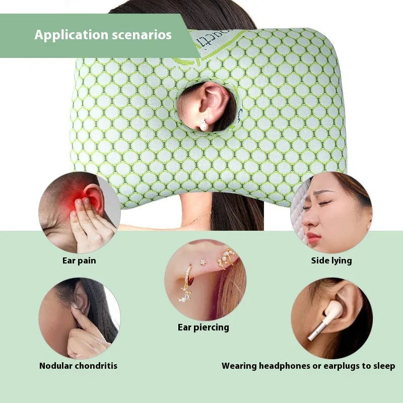 Beauty salon single hole ear pillow measuring 39x28x6cm in new Chinese style with polyester fibre filling.