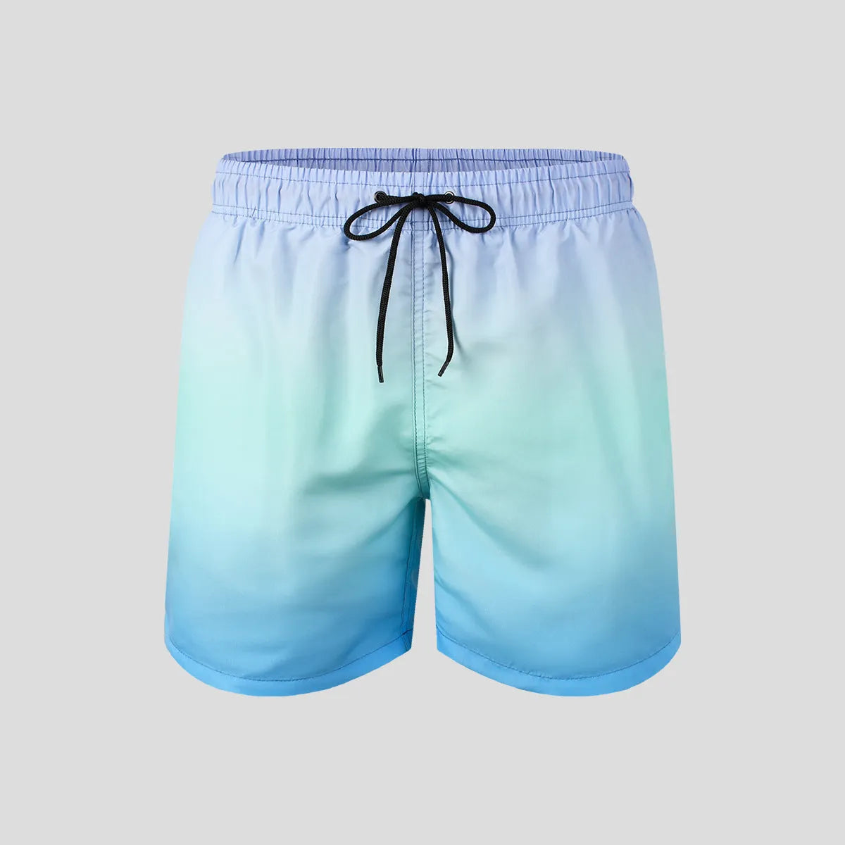 Men's gradient colour 3D printed mesh sports shorts in shorts length on a size chart