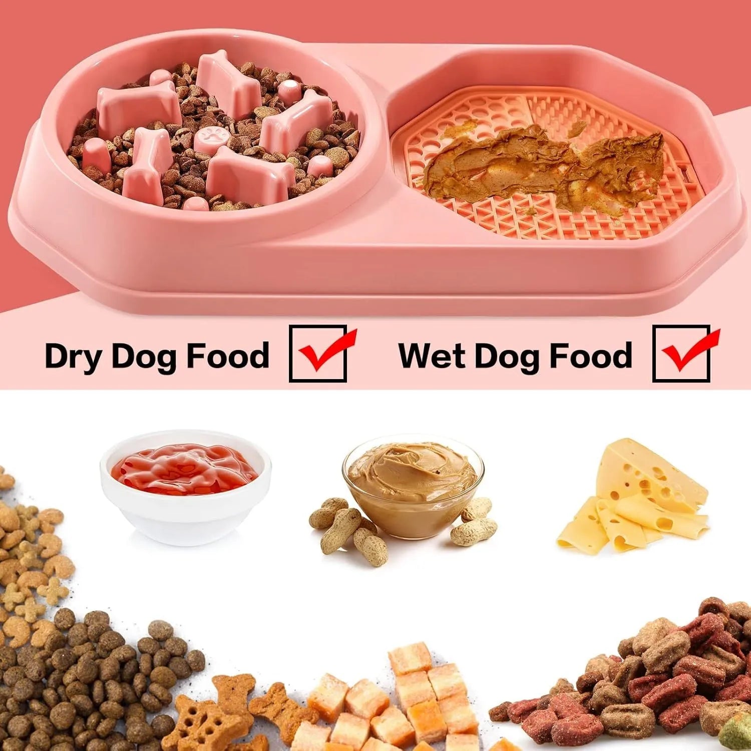 Blue slow feeder puzzle dog bowl with maze pattern and non-slip base