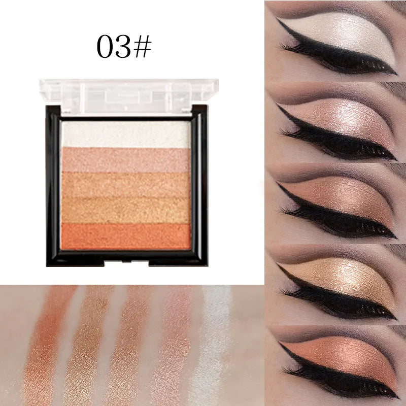 Highlighting eye shadow contouring palette with six neutral shades for facial definition