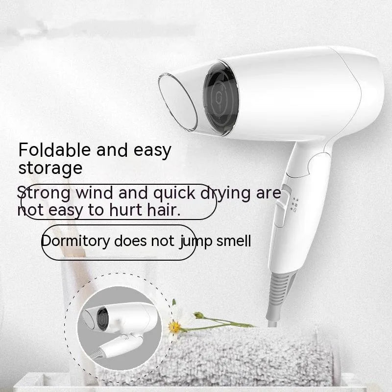Moon White portable hair dryer with 1400W power and automatic overheating protection for household and travel use