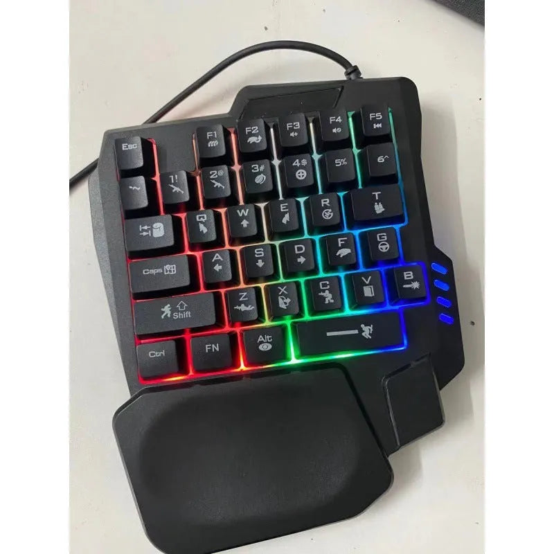 Single-handed wired keyboard and mouse suit with ABS build and 1.5 metre cable