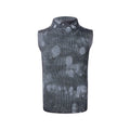 Men's black silver pastebrushing stretch wool sleeveless turtleneck vest with a stand collar.