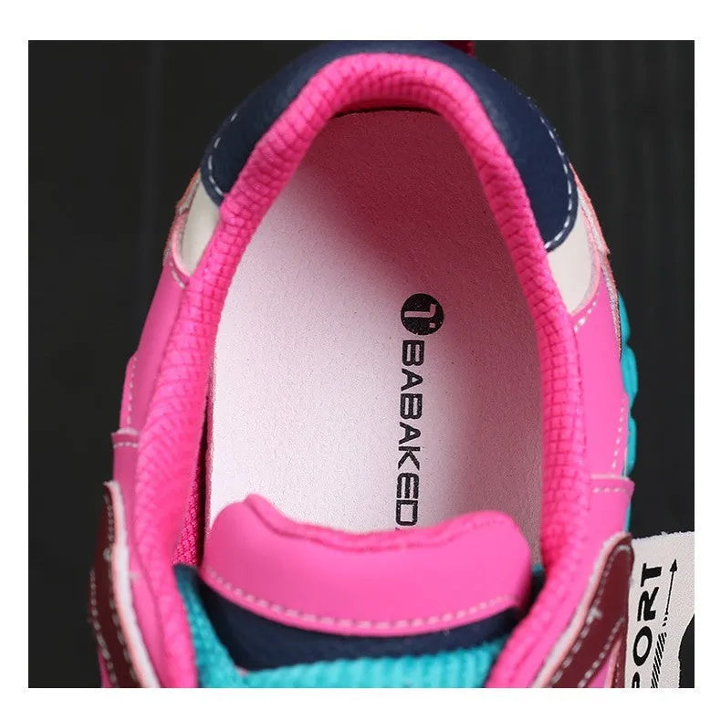 Leather sports casual shoes with thick rubber soles and wedge heel in four colour options
