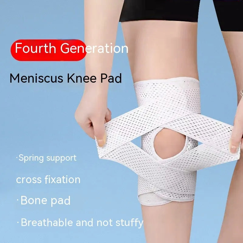 Black mesh knee protective sleeve for sports and injury recovery.