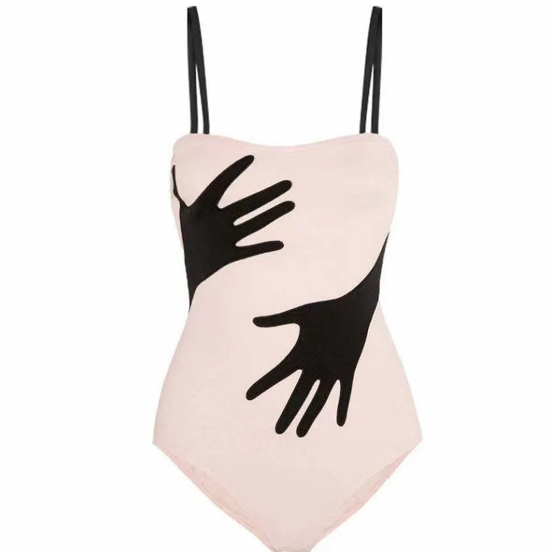Women's one-piece bikini swimsuit with matching gauze skirt in polyester fabric
