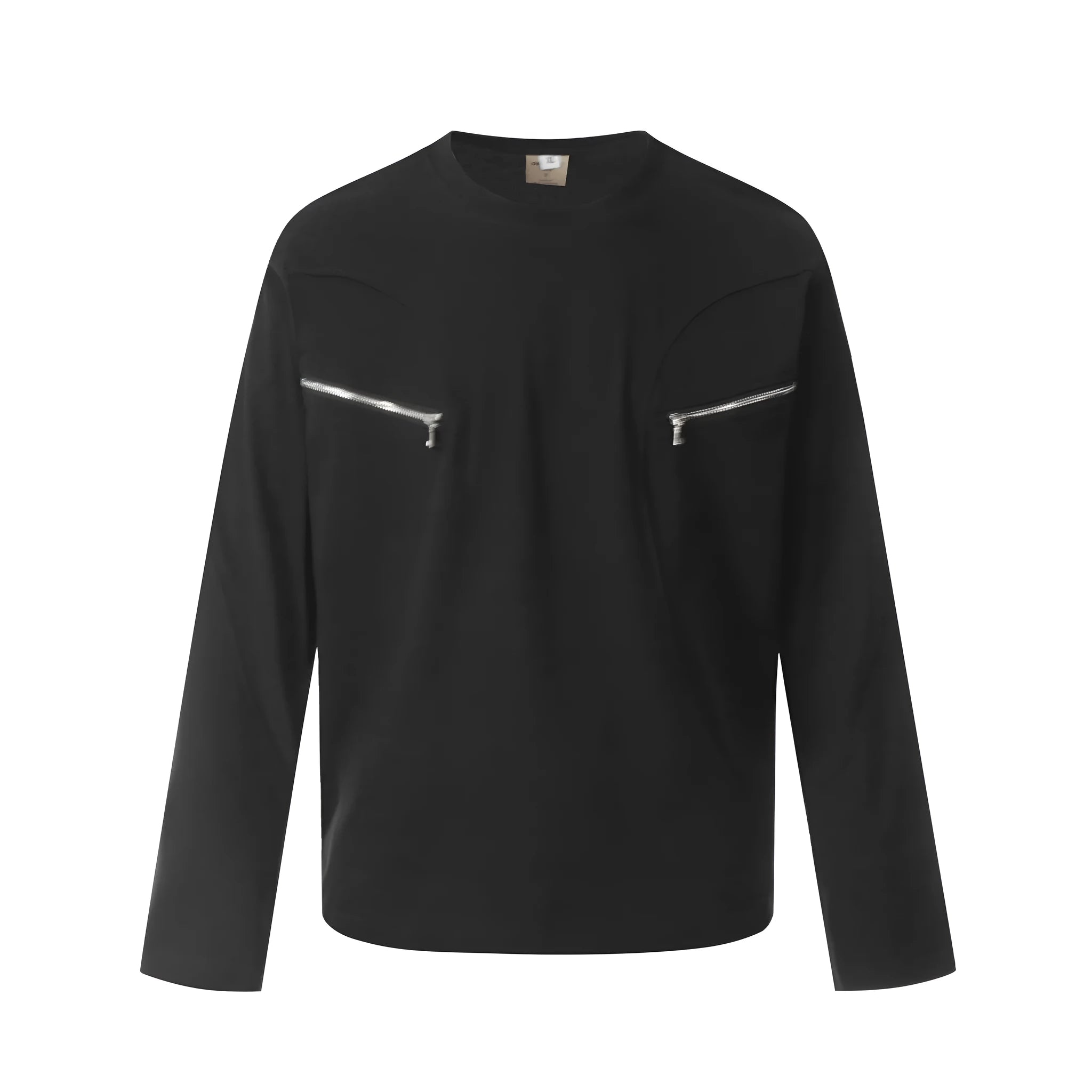 Men's grey cotton long sleeve T-shirt with loose fit and pullover style