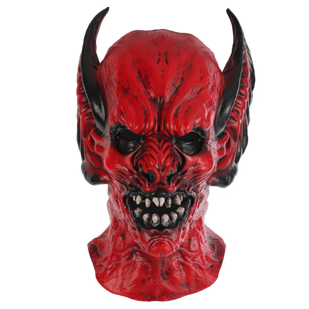 Red RP foam bat horror hood mask for Halloween and party costume dress-up.