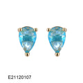 Gold-plated drop earring with a pear-shaped cubic zirconia stone in a candy colour.