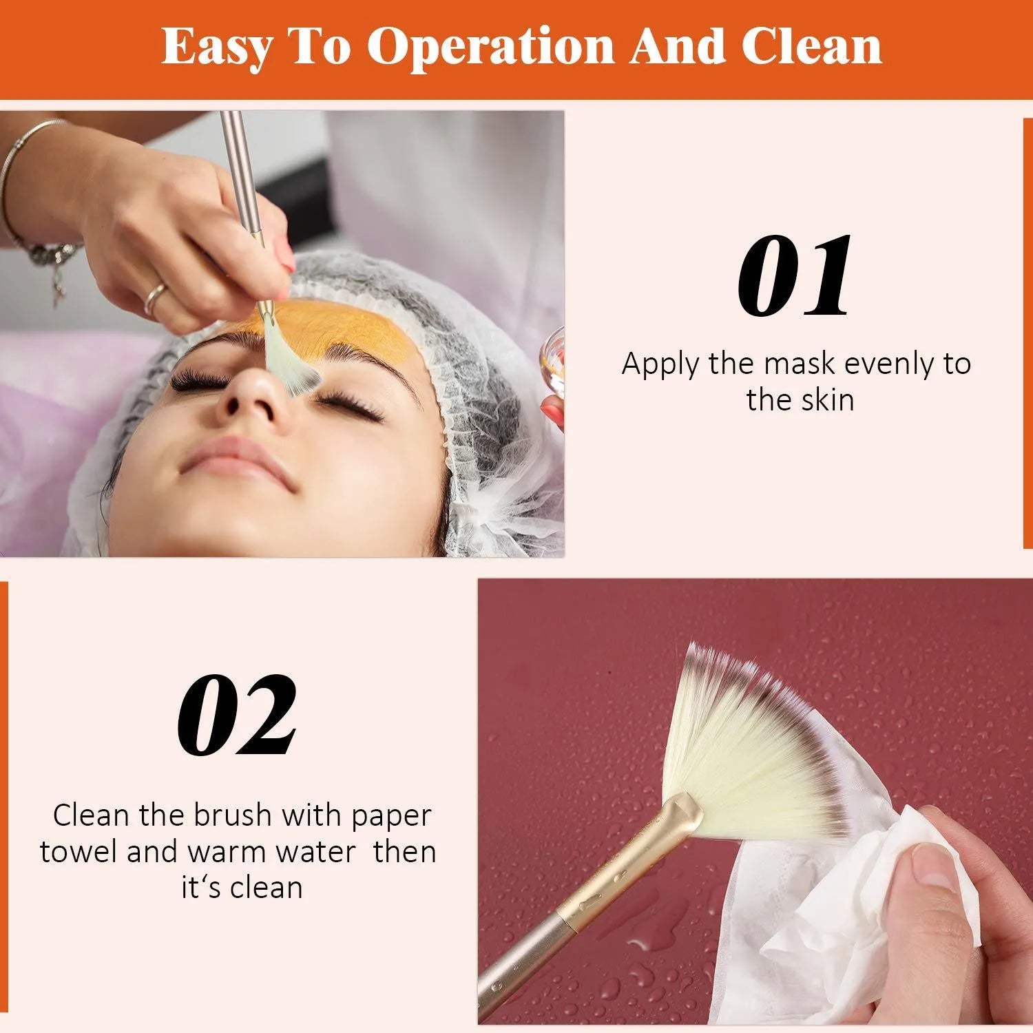 Ten champagne-finished acrylic handle facial fan brushes with protective covers