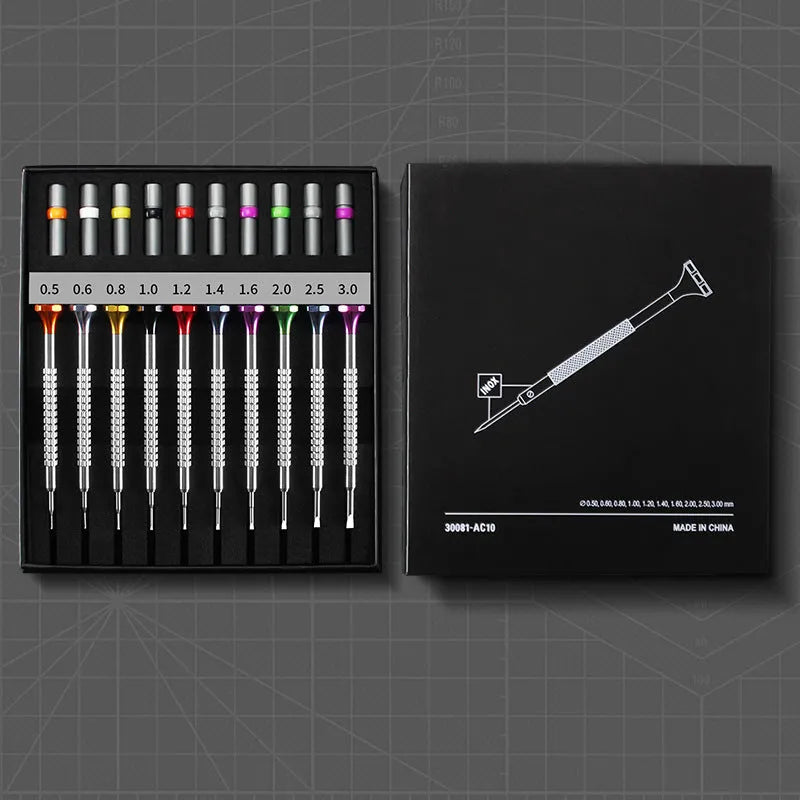Watch repair tools precision screwdriver set with 10 pieces and 20 spare drill bits