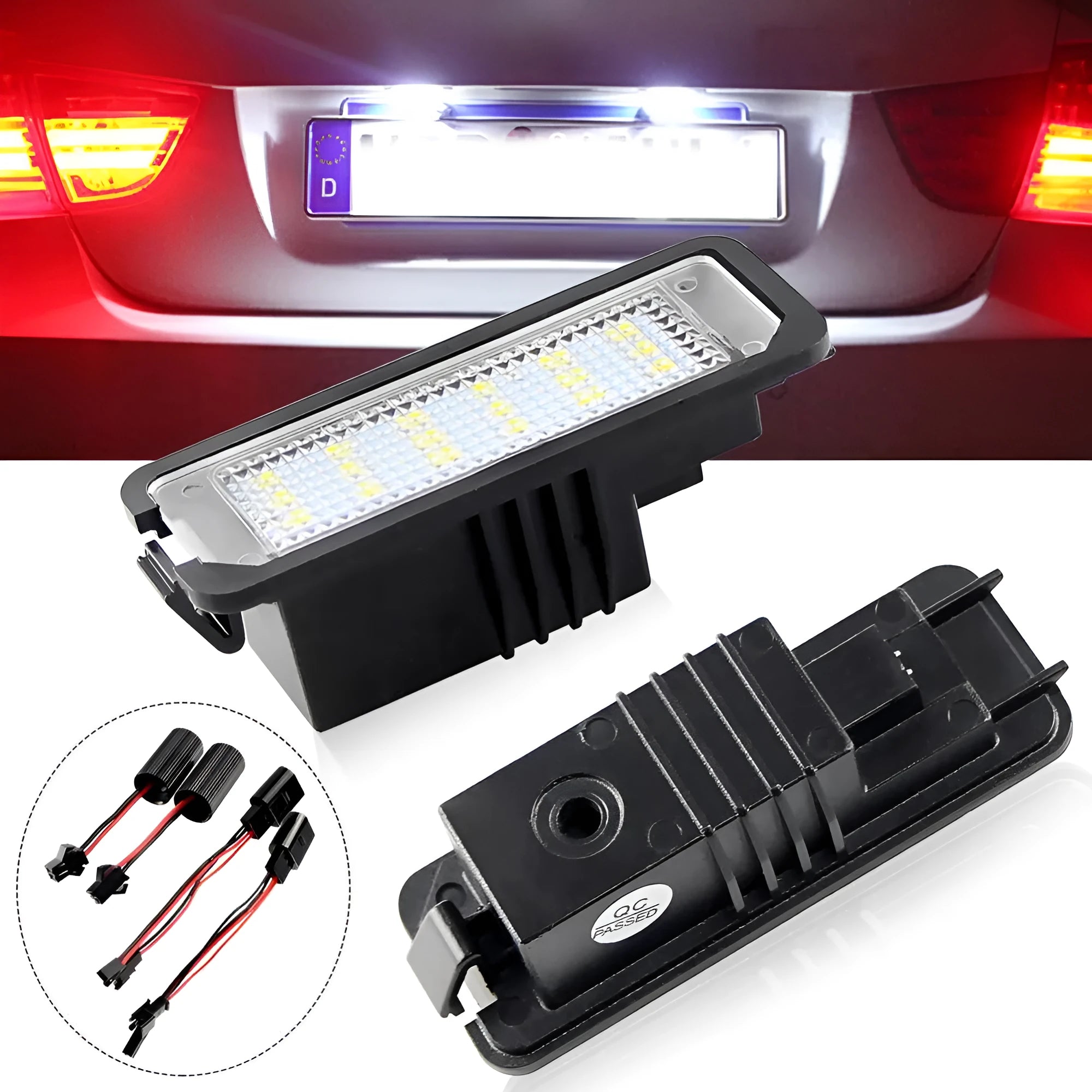 Volkswagen LED license plate light pair for Golf, Polo, Phaeton with Canbus compatibility