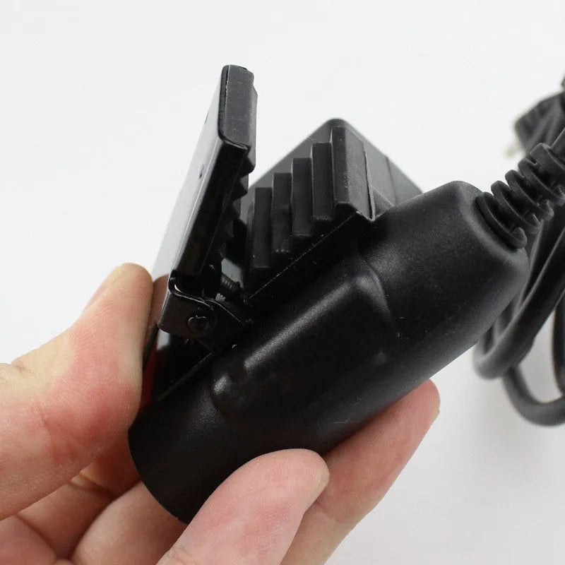 Black outdoor tactical headset with ABS construction and cable for radio connection