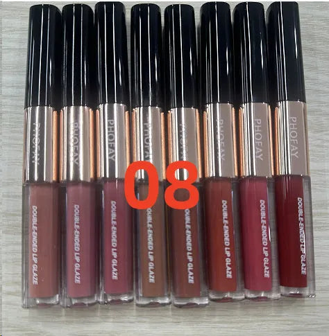 C-L021 double-head lip gloss stick showing separate colour and gloss applicators on opposite ends