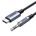 Type-C adapter cable with gold-plated connector in business gray color on a white background
