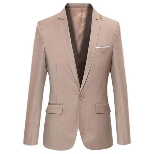 Men's slim fit cotton blend suit jacket with stand-up collar and three-quarter sleeves in black