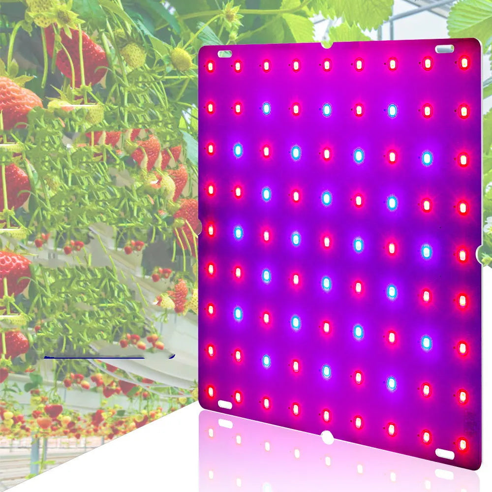 Aluminium D-section plant growing light with LED beads, shown with a hook for overhead mounting.