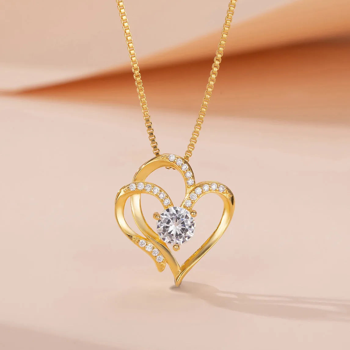 Women's heart-shaped necklace in 925 silver with rose gold, white gold, and yellow gold colour options