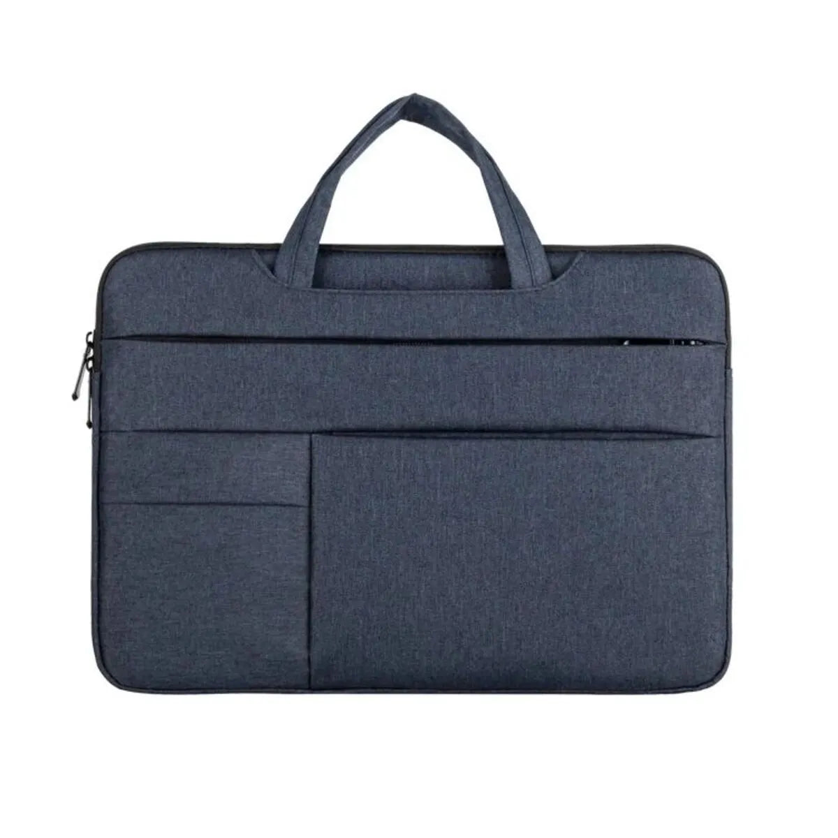 Water-repellent laptop carrying case in Black, with luggage strap and shoulder strap, for 13.3 to 15.6 inch laptops.