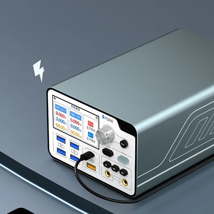 320W Smart Voltage Regulator Power Meter with digital display on a workbench.