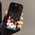 Cute Santa Claus Christmas pattern frosted silicone phone case for iPhone shockproof protection in black