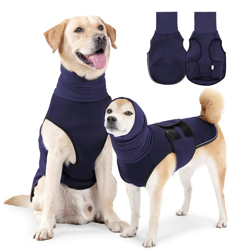 Army green dog anti-anxiety jacket made from lightweight polyester fabric for calming pets