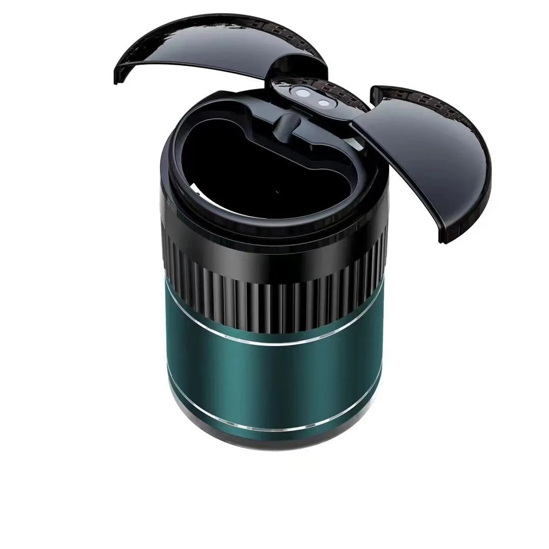 Metal smart infrared car ashtray with automatic sensing and touch lid in black colour